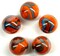 VALKYRIE Orange/Blue Iridescent Glass Marbles 22mm (7/8 inch) SHOOTER Taw (Lot of 5)